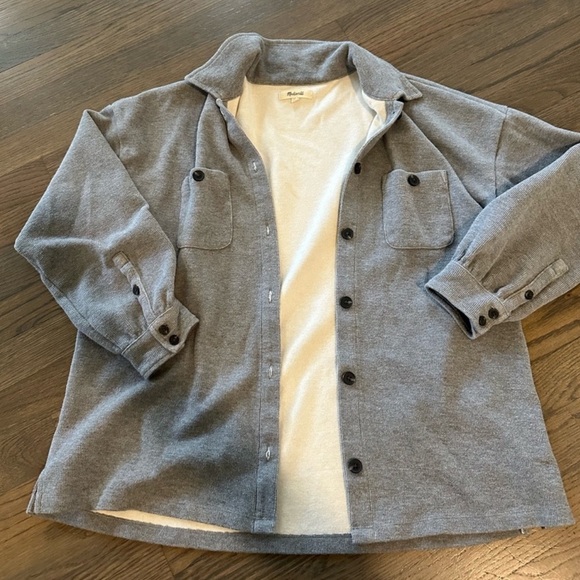 Madewell Grey Ribbed Shacket - Picture 3 of 6